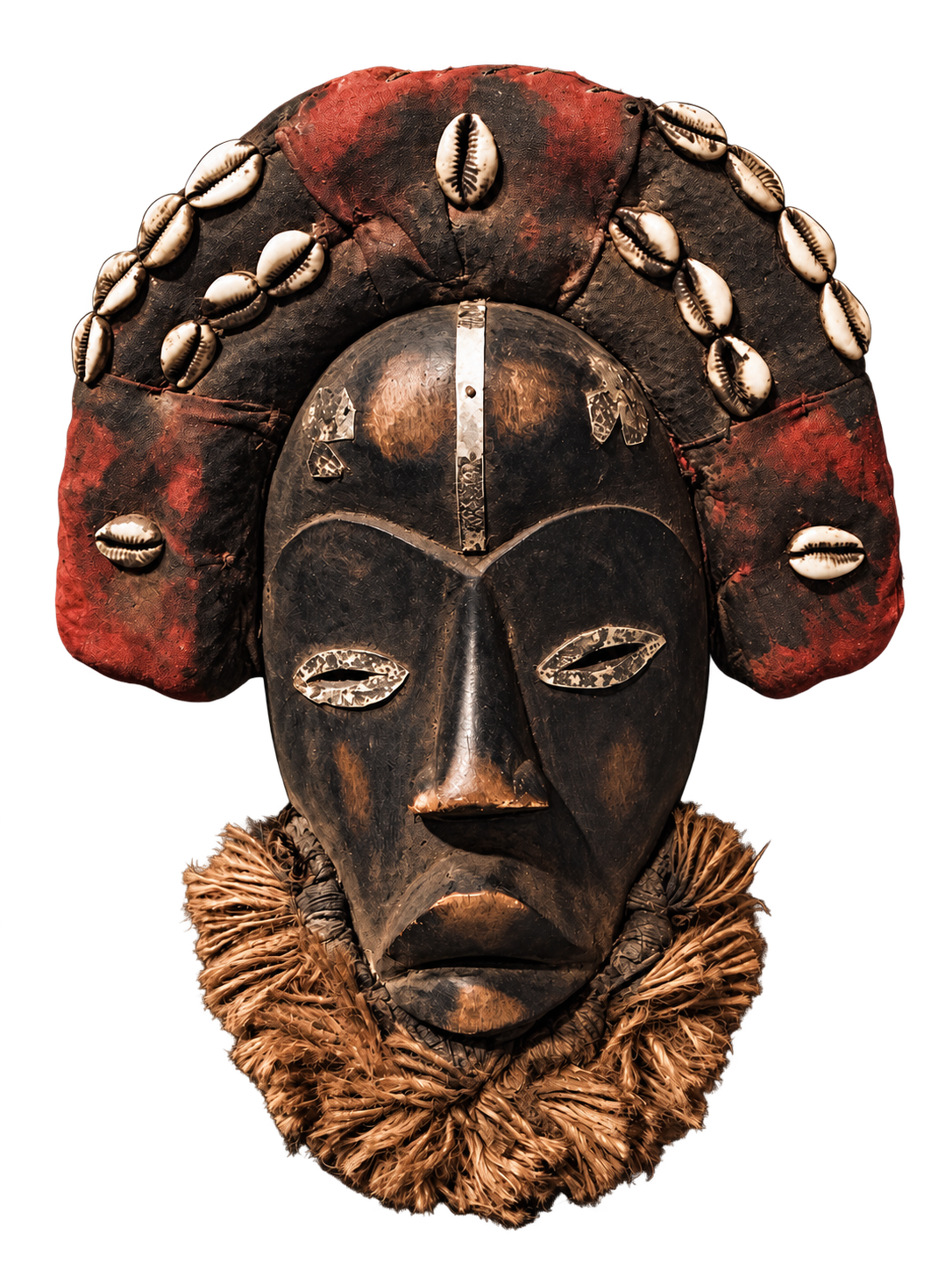 Ancestor Fire Mask, decorated with cowrie shells